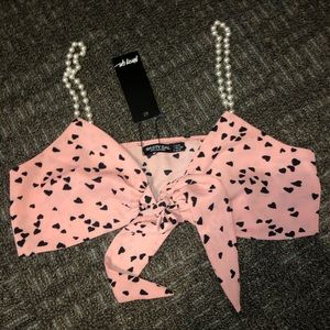 Wrap Front Top With Pearl Straps